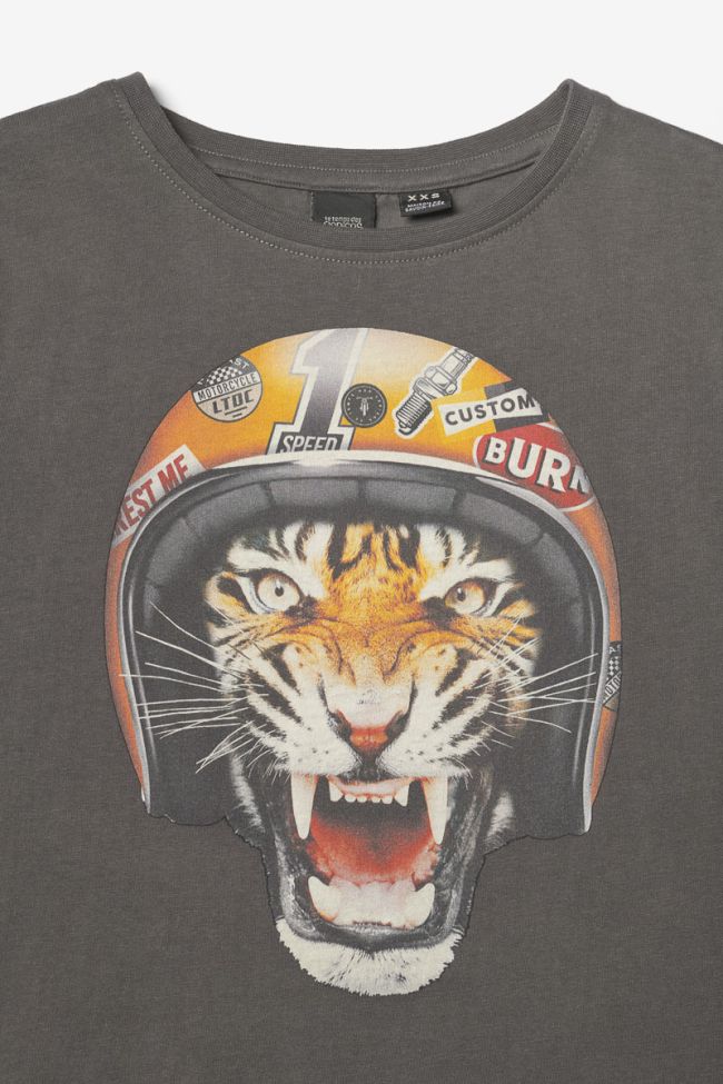 Printed charcoal grey Corkibo t-shirt