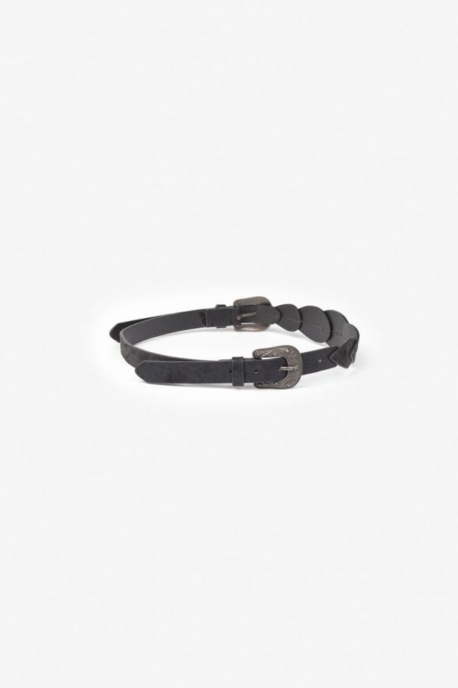 Shiny black leather Loria belt