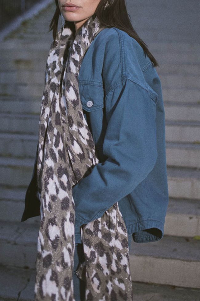 Khaki leopard print Albula scarf