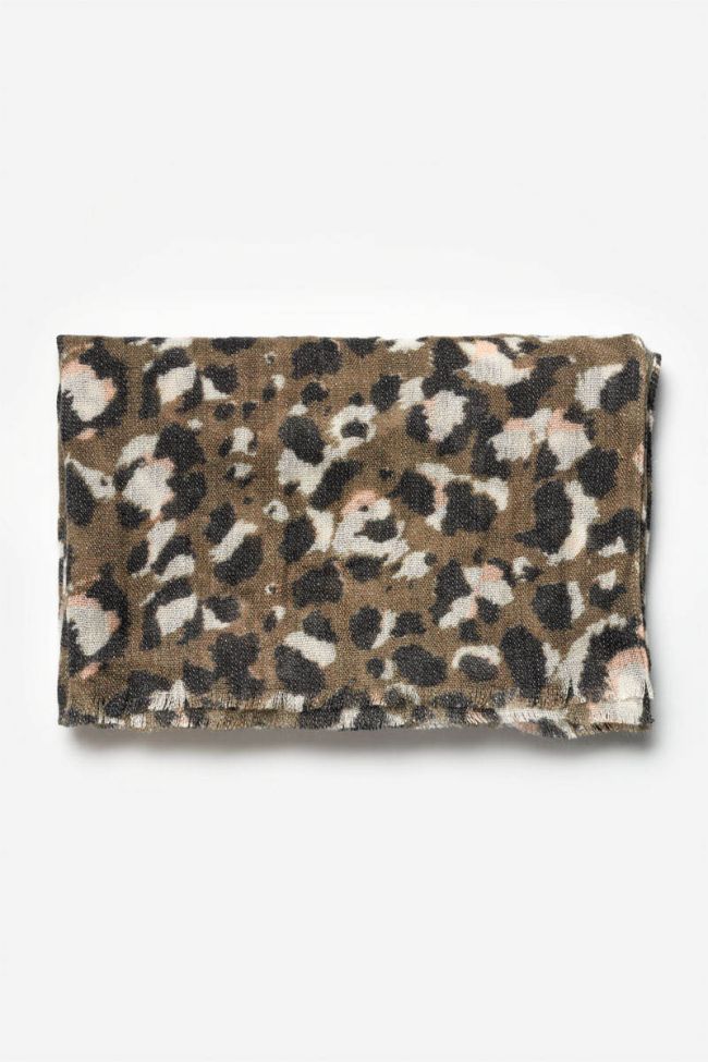 Khaki leopard print Albula scarf