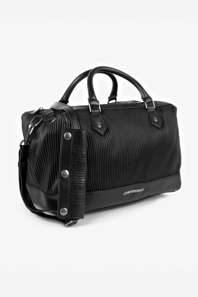 Isaia black pleated bowling bag
