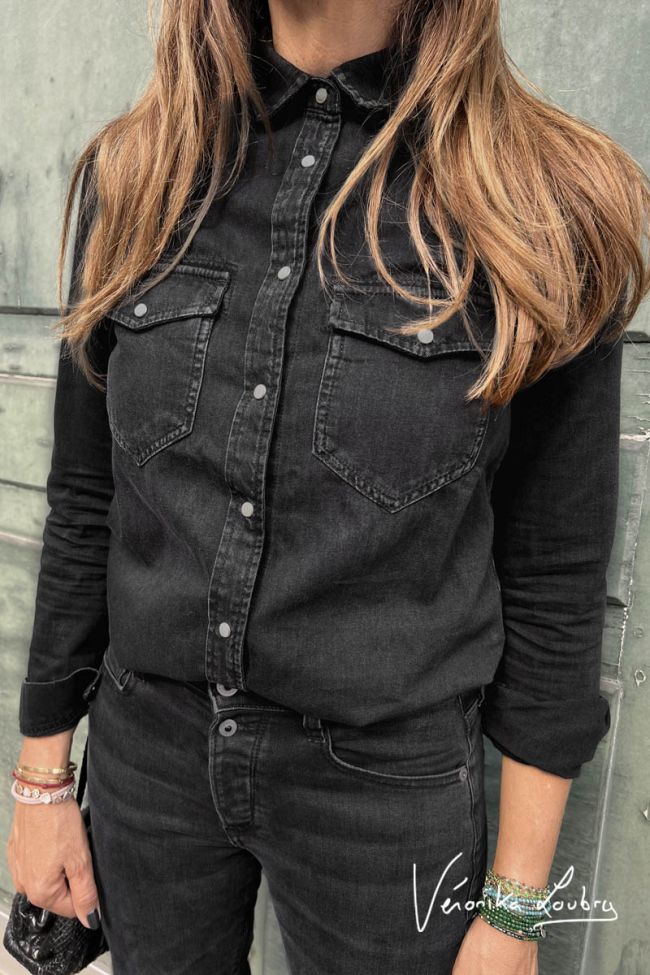 Josy black jeans shirt by Véronika Loubry