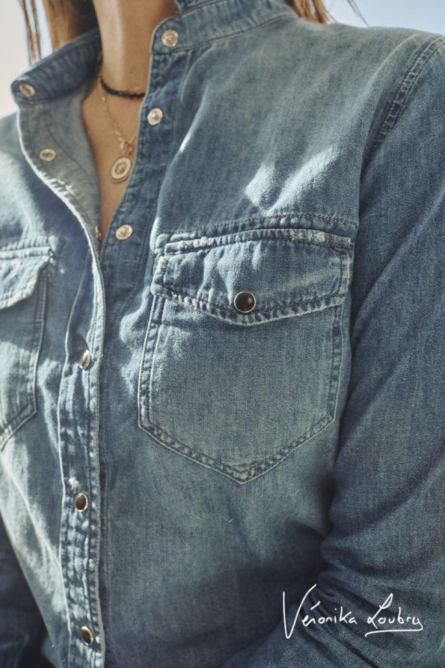 Josy blue jeans shirt by Véronika Loubry