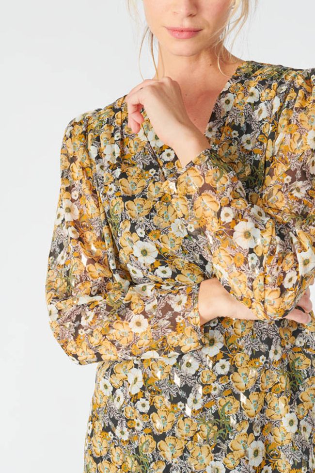 Ochre floral Latin blouse
