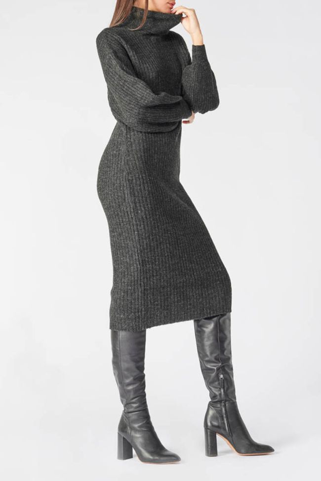 Long dark grey marl Marimet jumper dress