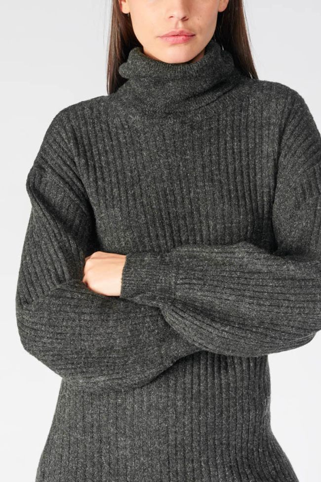 Long dark grey marl Marimet jumper dress
