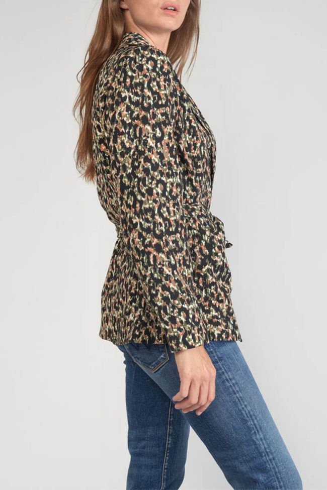 Veste blazer Myrtle à motif léopard kaki