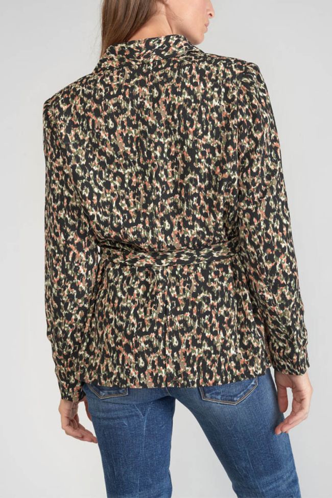 Veste blazer Myrtle à motif léopard kaki