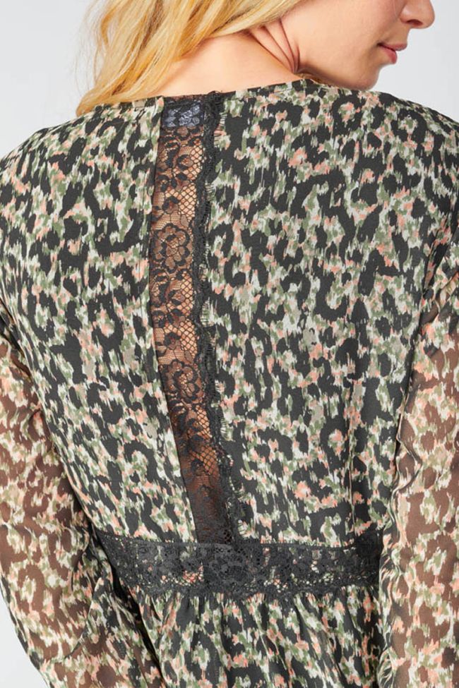 Khaki and black leopard print Reve dress