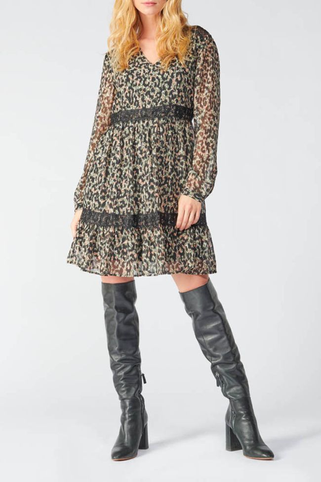 Khaki and black leopard print Reve dress