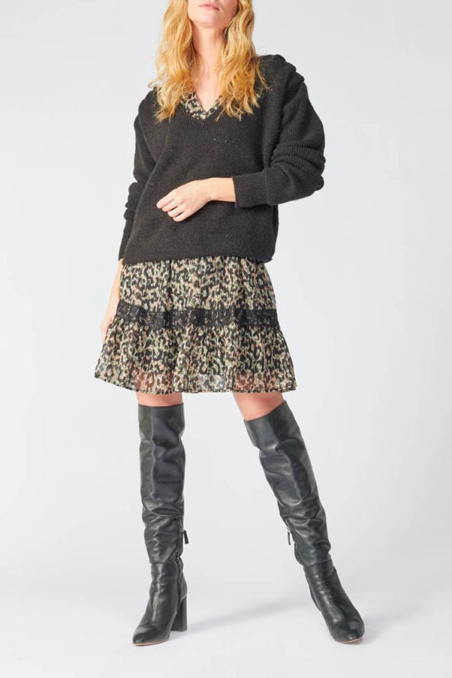 Khaki and black leopard print Reve dress