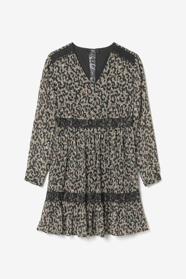 Khaki and black leopard print Reve dress