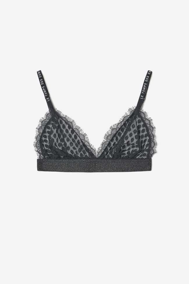 Sage triangle bra with black lace