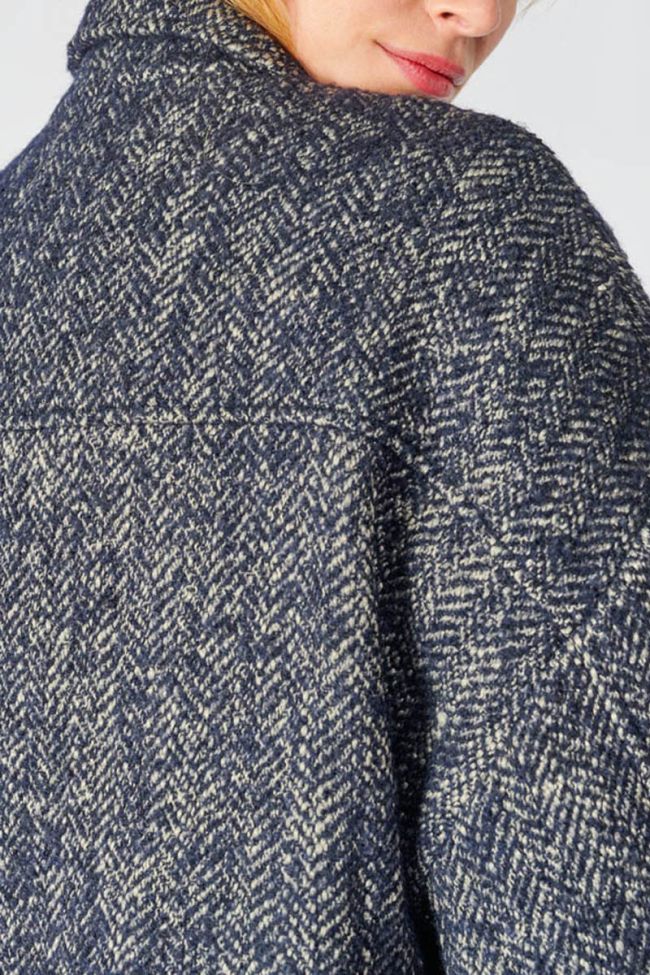 Midnight blue herringbone Sarah cropped jacket