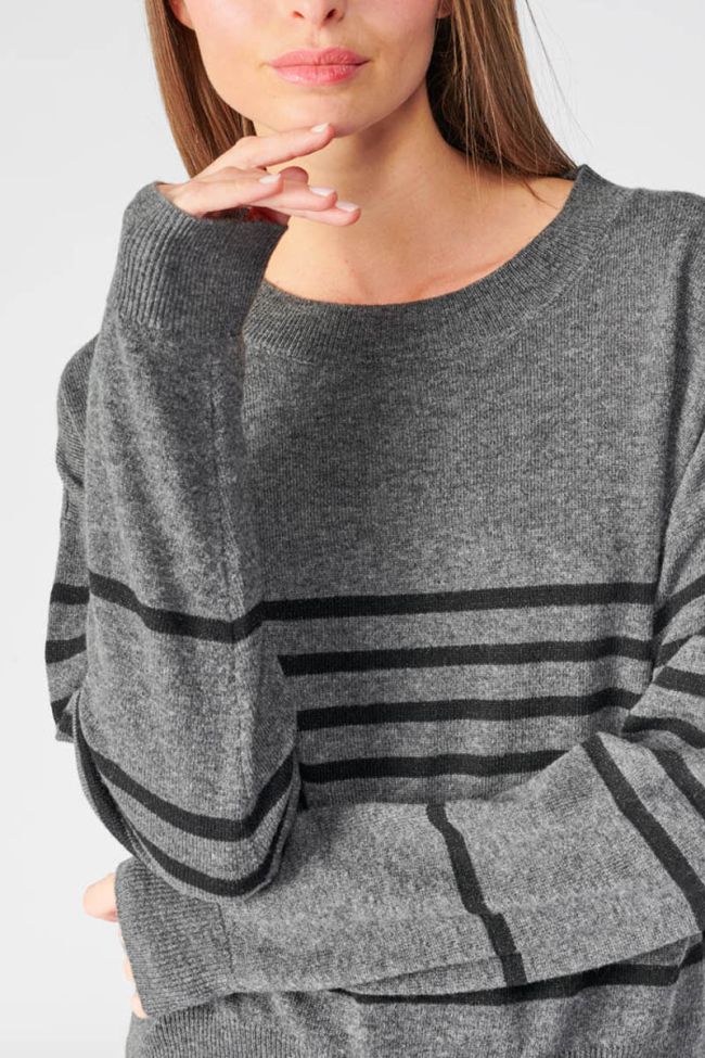 Grey striped Tom jumper with  cashmere blend