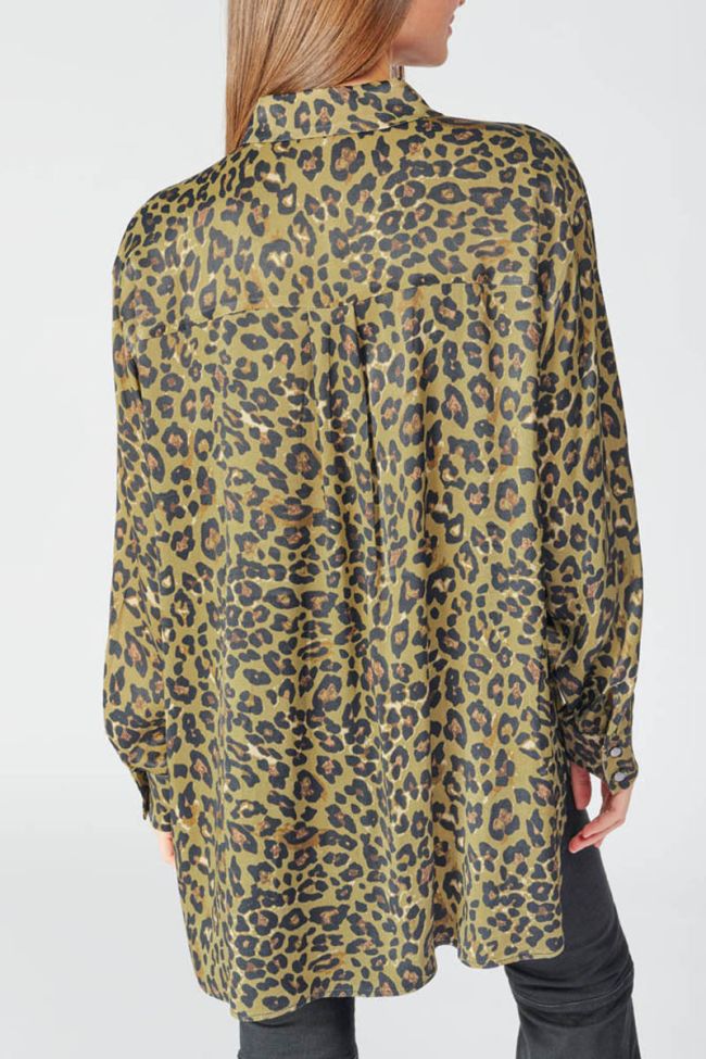 Long khaki leopard print Wavai shirt