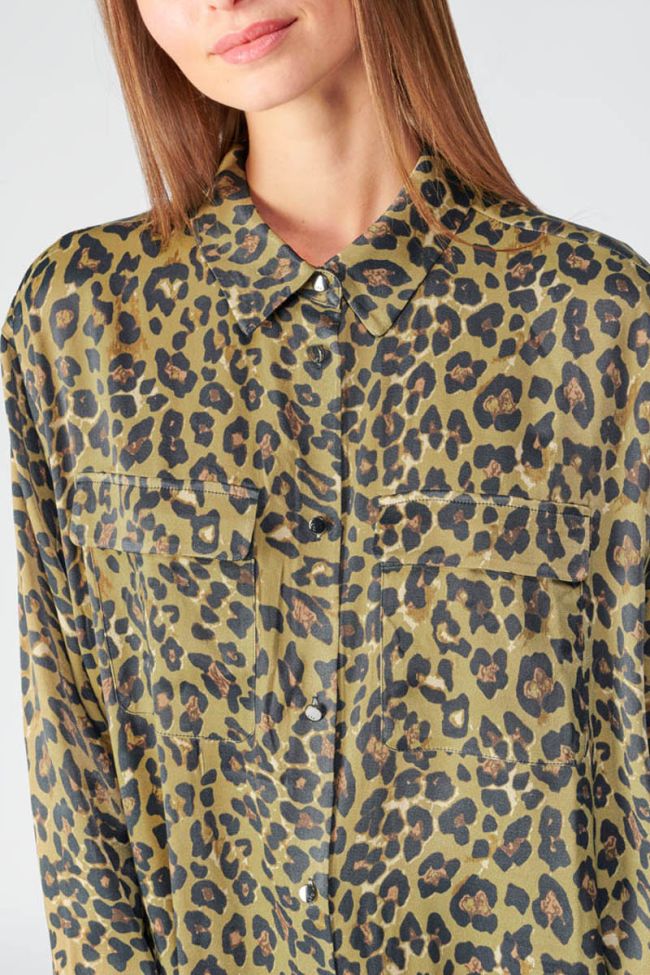 Long khaki leopard print Wavai shirt