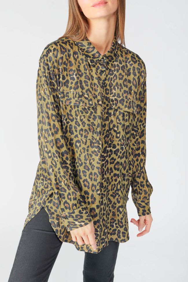 Long khaki leopard print Wavai shirt
