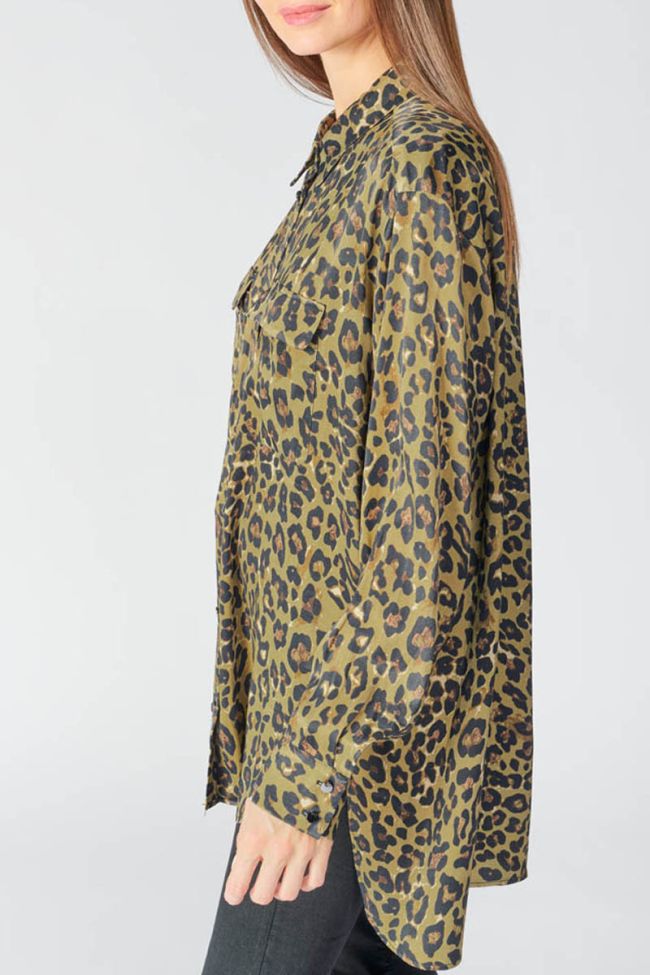 Long khaki leopard print Wavai shirt