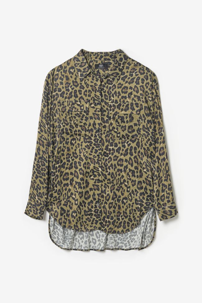 Long khaki leopard print Wavai shirt