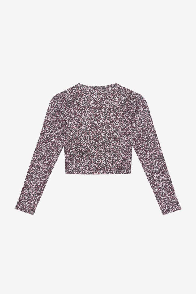 Black Uppergi cardigan with pink floral pattern