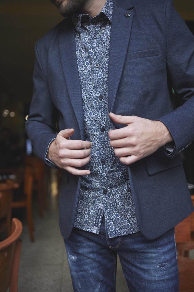 Navy blue floral Fabion shirt