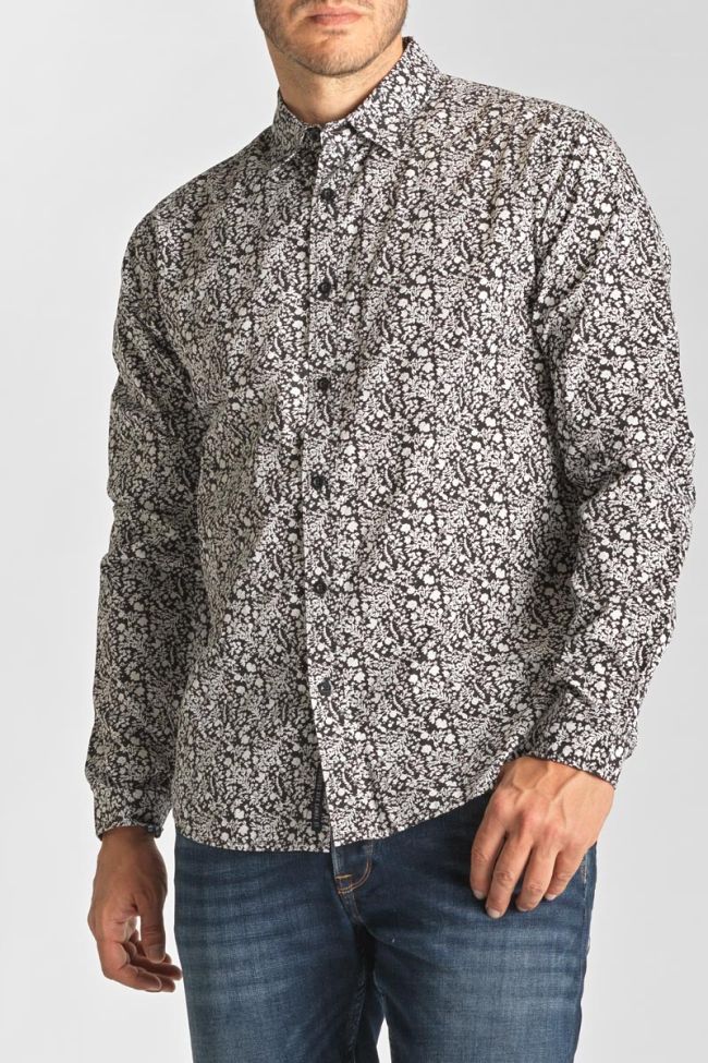 Black Morel shirt with white floral pattern