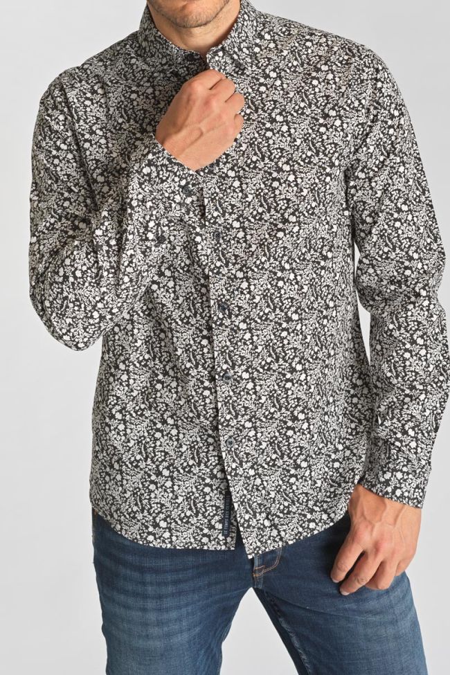 Black Morel shirt with white floral pattern
