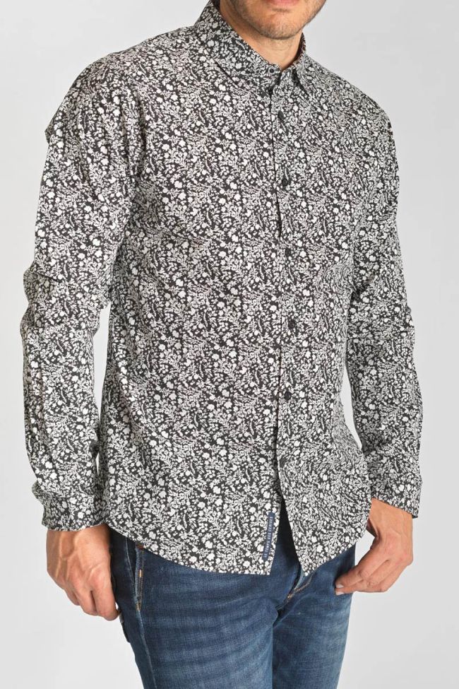 Black Morel shirt with white floral pattern