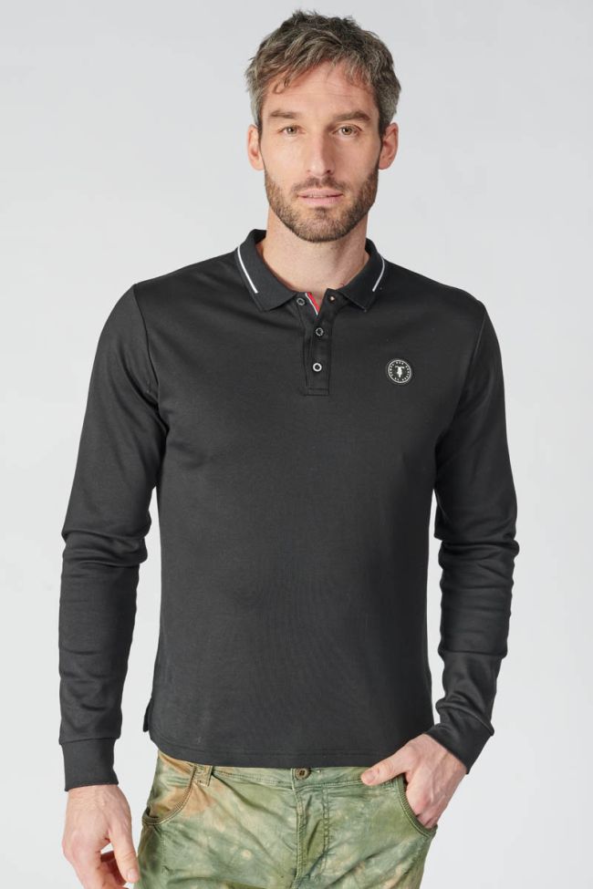 Black long-sleeved Ronan polo shirt