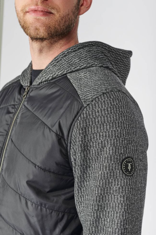 Dual material black and grey Solis hoodie