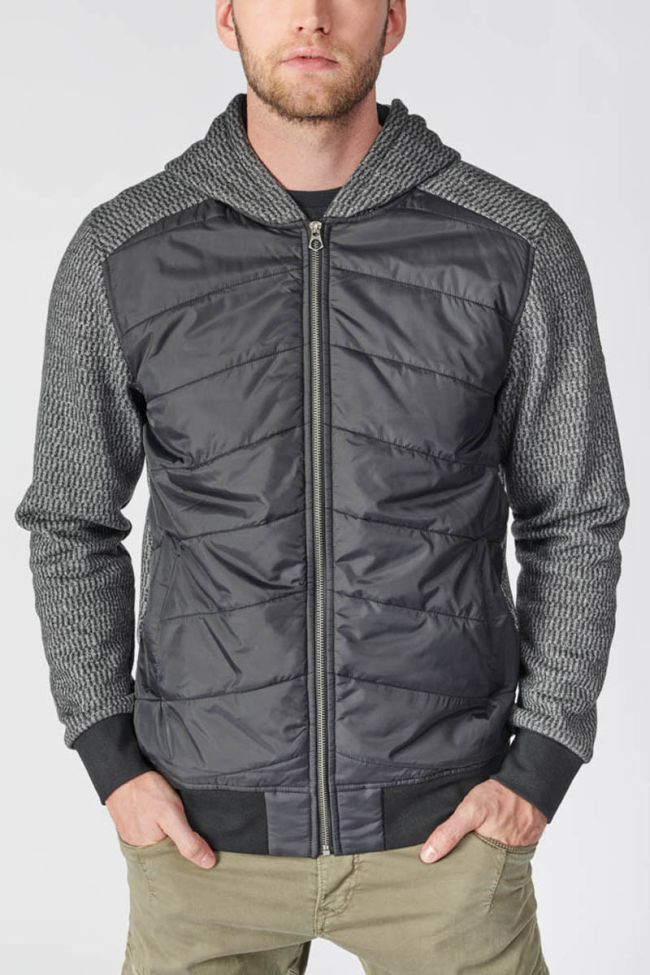 Dual material black and grey Solis hoodie