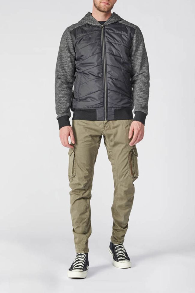 Dual material black and grey Solis hoodie