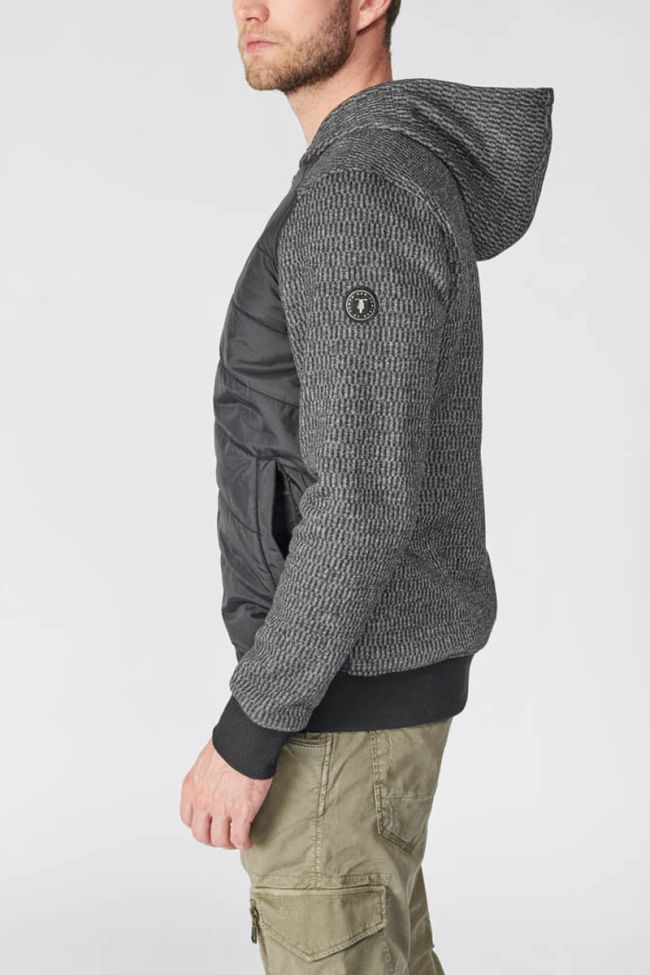 Dual material black and grey Solis hoodie