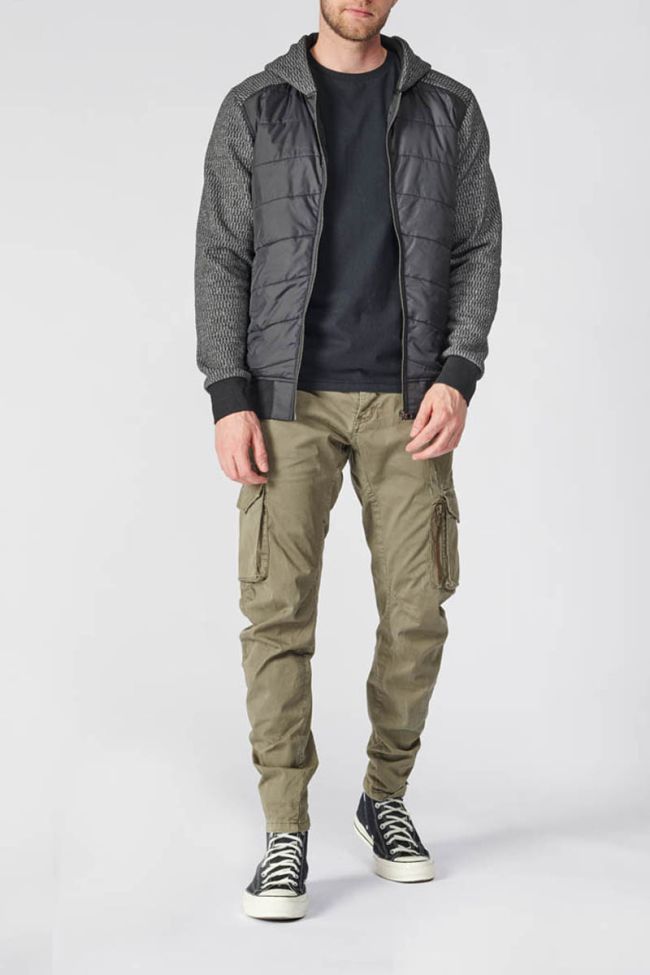 Dual material black and grey Solis hoodie