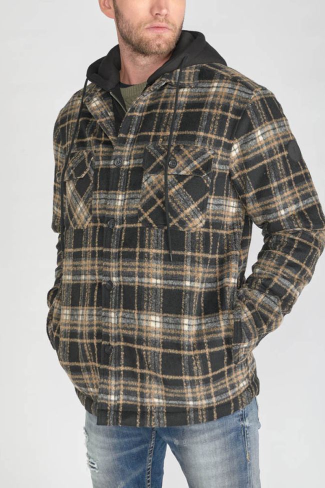 Beige and black checked Timal overshirt jacket