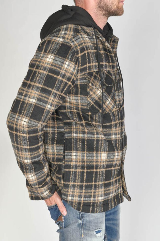 Beige and black checked Timal overshirt jacket