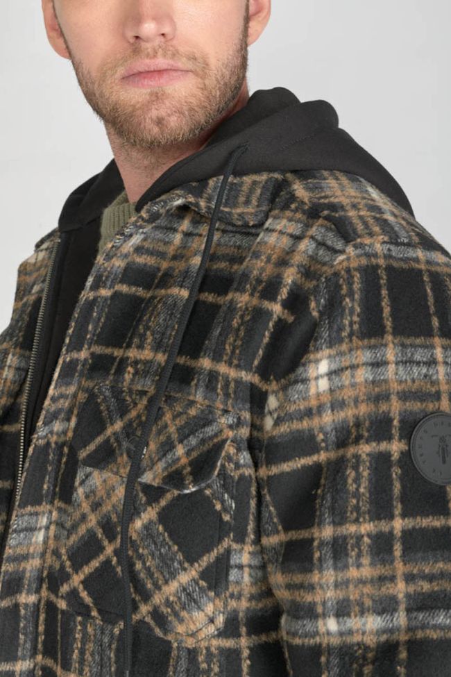 Beige and black checked Timal overshirt jacket