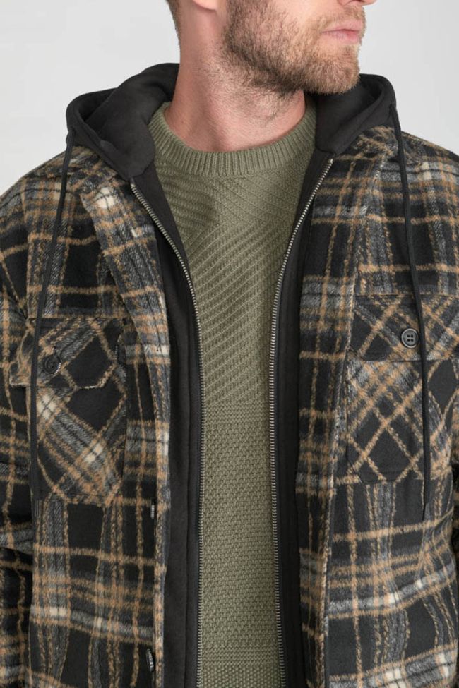 Beige and black checked Timal overshirt jacket
