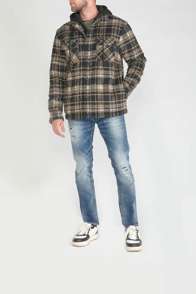 Beige and black checked Timal overshirt jacket