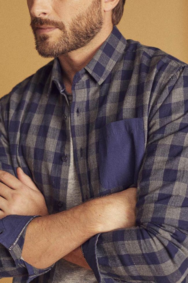 Checked navy and grey Tivex shirt