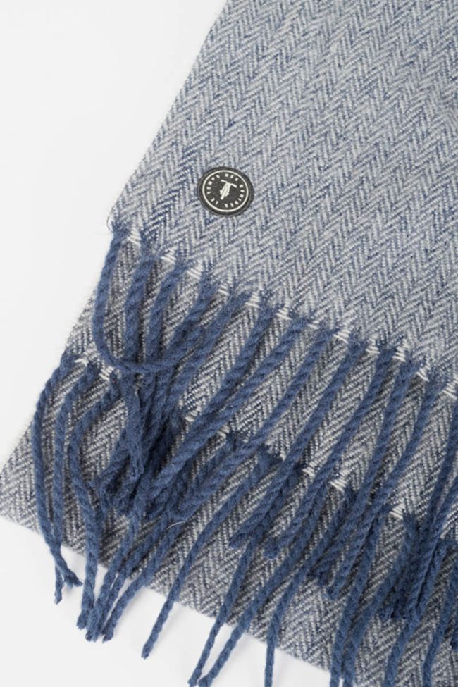 Navy blue herringbone Vanel scarf