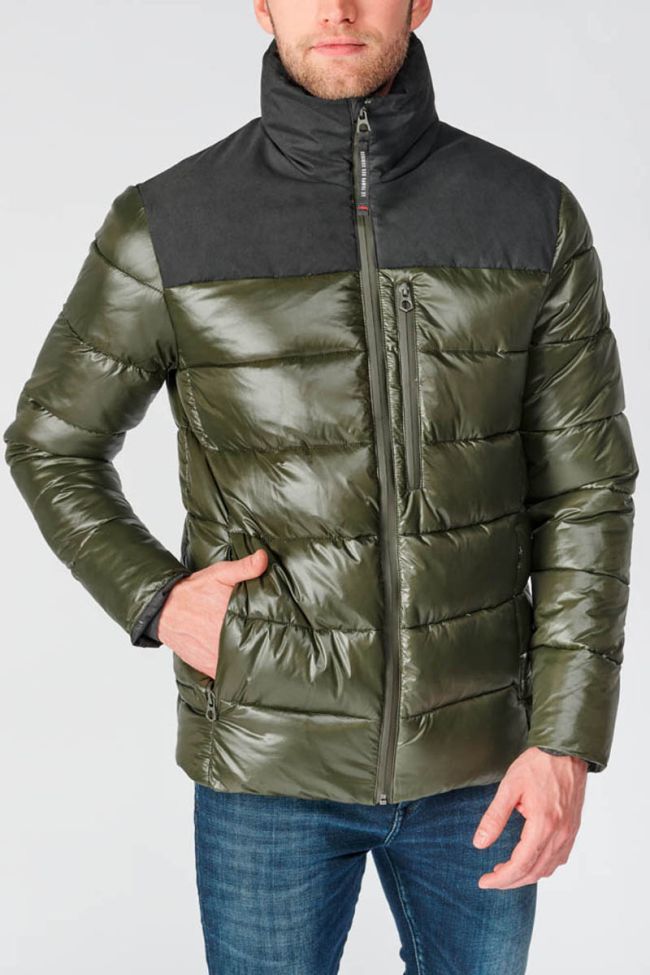 Khaki and black Ventur dual material down jacket