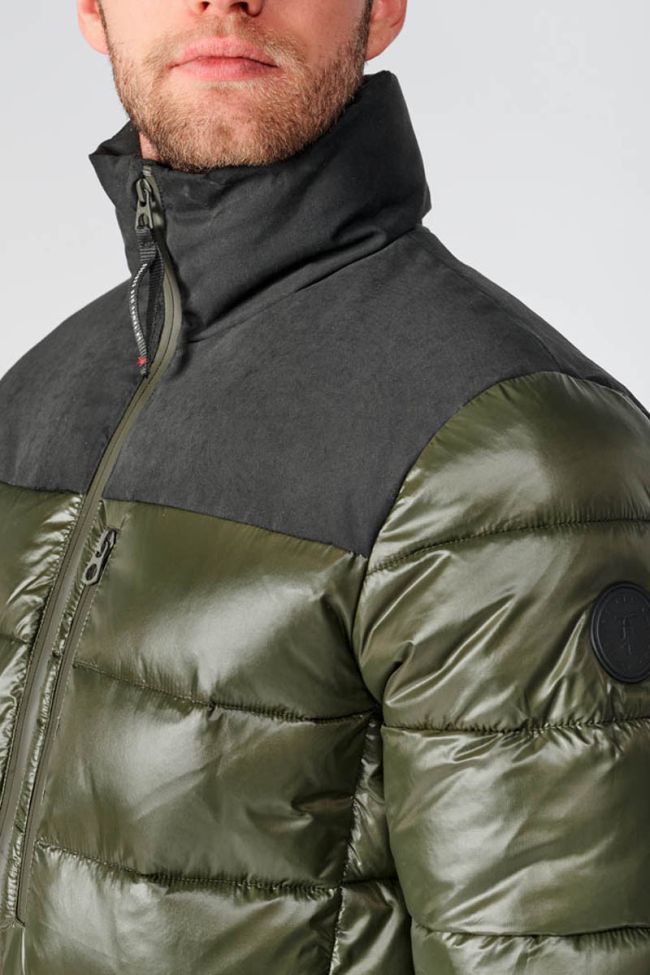 Khaki and black Ventur dual material down jacket