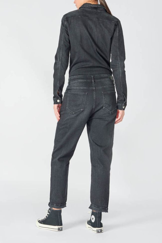 Faded black denim Cosa jumpsuit with asymmetric fastening