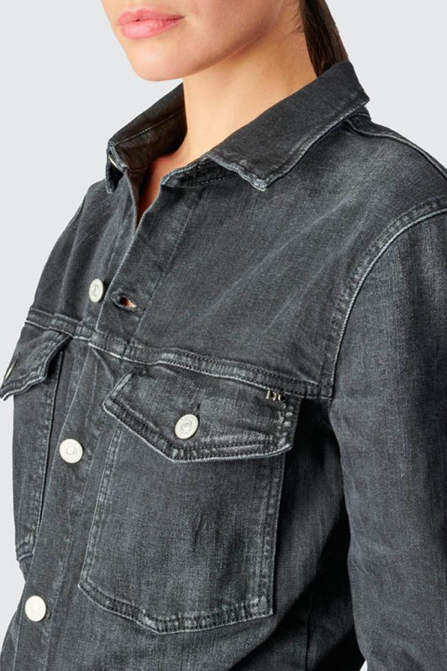 Faded black denim Cosa jumpsuit with asymmetric fastening