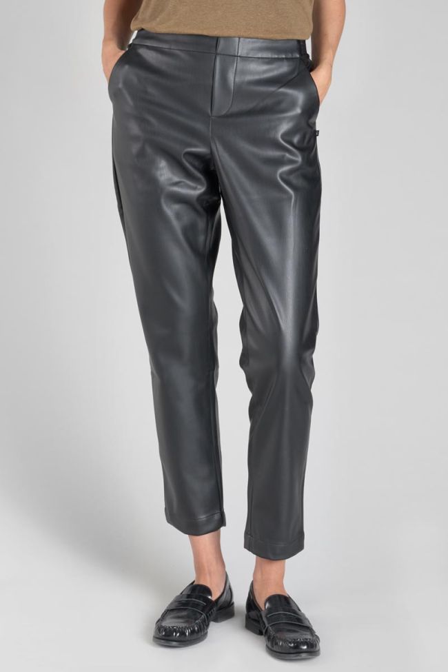 Black faux leather Mineta trousers