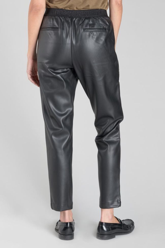 Black faux leather Mineta trousers