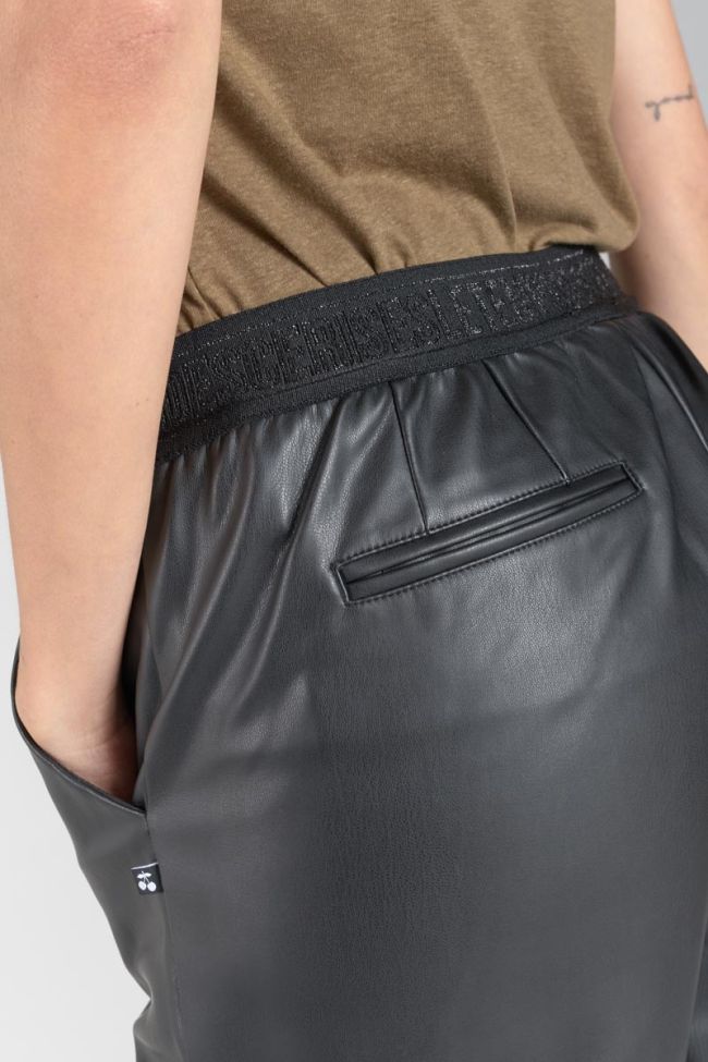 Black faux leather Mineta trousers