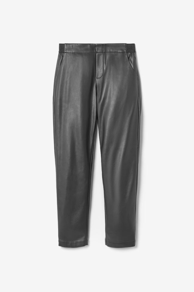 Black faux leather Mineta trousers